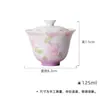 Cortina de Cuentas Púrpura Degradado Pintada a Mano Gaiwan de Cerámica Rosa Set de Té Kung Fu para Uso Doméstico con Taza de Té de Pared Delgada