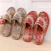 Zapatillas de algodón y lino estilo europeo para salón de belleza al por mayor, suela de tendón de res, zapatillas para el hogar para suelo de madera para parejas, verano, Cuatro Estaciones