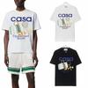 Camiseta de manga corta holgada con estampado del alfabeto Casablanca, nueva llegada de verano 2024