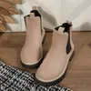 Botines Chelsea de Suela Gruesa para Mujer Otoño 2026, Botines Slip-On de Gamuza Gris, Talla Grande Botas Cortas Martin de Comercio Exterior