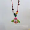 Nanying Lindo Dibujo Animado Cachorro Colorido Corazón Collar Trenzado Cadena Larga para Suéter Colgante Infantil Estilo Dulce