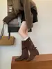 Botas Largas Estilo Coreano Temperamento Punta Cuadrada Aumentadoras de Altura Delgadas para Mujer 2026 Tendencia Otoño Nuevo Estilo Hebilla de Cinturón Botas de Moda