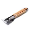 Conjunto de Ferramentas para Churrasco em Aço Inoxidável Transfronteiriço com Cabo de Madeira, Conjunto de Três Peças, Pinças para Churrasco ao Ar Livre, Garfo para Churrasco, Espátula para Fritar, Ferramentas para Churrasco Bbq