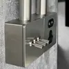 Estilo industrial retrô painel de aço inoxidável cinza cor primária trefilado interruptor de alavanca 86 tomada metálica aberta e oculta