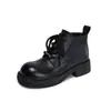 Outono/Inverno 2026 Novas Botas Martin Retrô Britânicas de Cabeça Grande Femininas Couro de Vaca Cano Alto Salto Grosso Solado Grosso Couro Genuíno Botas Curtas