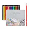 Estuche de Lápices de Colores para Niños 24 Colores Lápiz de Color Aceitoso Colorido Caja de Hierro Empaque Soluble en Agua Lápiz de Color Caja de Almacenamiento de Lápices de Color