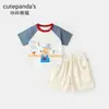[Liquidación de Trajes de Manga Corta] Ropa de Verano Kaka Panda para Niños y Niñas, Traje de Verano para Bebés, Conjunto Trendy de Dos Piezas