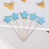 Decoração de Bolo de Aniversário Estrela de Cinco Pontas Inserção Prato de Inserção Lua Decorações de Mesa de Sobremesa Festa Bandeira de Confeitaria 5