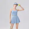 Vestido Deportivo de Verano para Mujer con Almohadillas en el Pecho, Hermosa Falda de Yoga con Espalda Descubierta, Falda de Tenis Fitness Antiexposición, Falda de Tenis Roja