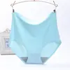 200 kg más grasa talla grande sin costuras cintura alta bragas de mujer una pieza Seda de Hielo color liso ropa interior suministro directo