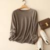 Delicado Suave Sin Costuras Una Pieza 100. Suéter de Cachemira con Cuello Redondo para Mujer Otoño e Invierno Elegante Adelgazante Básico