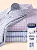 [100% Algodão] Novo Estilo 2026 Camisa de Algodão Puro Xadrez Não Amassa Manga Longa para Homens Primavera e Verão Casual Respirável Camisa Xadrez