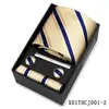 Conjunto de Presente com Gravata Listrada e Lenço Quadrado Masculino, Traje Formal Estilo Europeu, Nova Gravata de Alta Qualidade Amarrada à Mão, Estoque Pronto de Fábrica