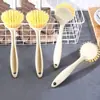 Herramienta lavaplatos multifuncional para el hogar, cepillo de limpieza de ollas de paja de trigo para cocina, cepillo de limpieza de estufas con mango largo