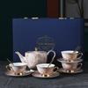 Taza de Café de Cerámica Estilo Europeo Hueso de China Retro Set Exquisito de Alta Gama Caja de Regalo Set de Café de Alta Gama Taza de Té Platillo