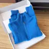 Suéter de Punto Azul con Media Cremallera y Cuello Alto de Manga Larga para Mujer, Otoño e Invierno, Top Corto Holgado Casual, Capa Base A9516