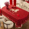 Mantel de Año Nuevo, Mantel Rojo Festivo Impermeable y a Prueba de Aceite Lavable, Cubierta de Mesa Resistente a la Atmósfera y al Calor del Año del Caballo, Cubierta para Mesa de Café