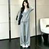 Conjunto de outono para gestante, modelagem solta, novo suéter casual com decote V da moda, calça pantalona, conjunto casual emagrecedor plus size
