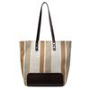 Bolso grande para mujer, nueva moda 2024, bolso de mano de lona a rayas en contraste, bolso de hombro moderno para uso diario.