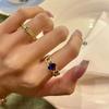 Anel minimalista de luxo leve requintado com zircônia azul, moda nicho, alto senso, vento requintado, anel feminino, joias por atacado