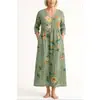 2026 Nuevo Estilo Europeo y Americano de Comercio Exterior Transfronterizo Vestido Casual de Verano Holgado con Cuello en V y Mangas Largas Impreso en 3D para Mujer