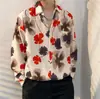 Camisa Floral Retrô Vintage Estilo Hong Kong para Homens e Mulheres Verão Tendência Marca Havaiana Despojada Cool Solta Camisa de Manga Longa Casaco para Casal