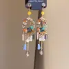 Pendientes de Aro Vintage de Cristal con Aguja Plateada Estilo Étnico Modernos Pendientes de Botón de Lujo Ligero con un Diseño Único Pendientes Versátiles para Mujer
