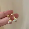 Pendientes Redondos de Perlas Transparentes de Gama Alta para Mujer, Sencillos Elegantes, Únicos con Estilo, Pendientes y Aretes de Moda