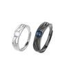 Anillo de Pareja Ángel y Demonio Blanco y Negro Par de Anillos de Apertura Modernos para Estudiantes Anillo de Pareja Retro de Piedra Lunar