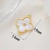 Broche para Collar de Perlas Color Oro 18K Conservación del Color Microincrustado Concha Blanca Trébol de Cuatro Hojas Broche Conector Pulsera Collar Accesorio de Joyería DIY