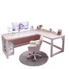 Escritorio de esquina color crema con estantería integrada, escritorio para estudiante, mesa para computadora de escritorio, rincón de dormitorio uso doméstico nuevo escritorio de oficina