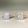 Explosiones Transfronterizas Anillo de Plata de Ley 925 Corte Flor de Hielo para Mujer Tamaño 8X10 Anillo de Piedra de Color Corte Raydion 4 quilates