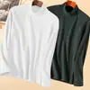Seleção PremiumCamiseta Masculina de Manga Longa com Gola Alta Meia-Boca, Forrada com Fleece dos Dois Lados, Roupa Térmica da Moda