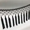 Borlas de poliéster anudadas a mano, de 15 cm de ancho, en negro, blanco y rojo, para trajes de danza latina y accesorios de ropa étnica