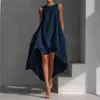 Vestido Casual Suelto Asimétrico de Nuevo Estilo 2026 con Dobladillo Alto-Bajo Sin Mangas Ropa de Resort para Mujer Sin Mangas Suelto