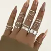 Moda Transfronteriza Europea y Americana Diseño de Nicho Estilo Minimalista de Lujo Anillo para Dedo Índice Conjunto Apilable de Anillos para Mujeres