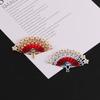 Estilo de corte esmalte cloisonné gota de aceite aleación accesorios para abanico plegable DIY palillo para el pelo colgante perla material para abanico plegable accesorios