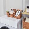 Cesta de Armazenamento Trapezoidal de Rattan Trançado Amazon com Alça Gráfico de Empurrar/Puxar Lavável para Brinquedos Frutas