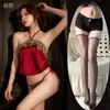 Lingerie sexy transfronteiriça, faixa abdominal, renda acetinada sexy retrô, roupão feminino sedutor e apaixonado, fantasia de renda com cadarço plus size