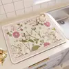 Alfombrilla de drenaje para cocina vintage, alfombrilla para secar vajilla y control de agua, alfombrilla antideslizante para encimera, aislante térmico de tierra de diatomeas, posavasos absorbente