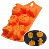 Em Estoque Molde de Silicone de Chocolate de Halloween com 6 Peças Molde para Bandeja de Gelo Molde para Assar Artesanal Decoração DIY Molde para Bolo