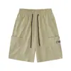 Shorts de Carga de Color Sólido Retro Japonés con Múltiples Bolsillos Unisex Estilo Americano Modernos Sueltos Rectos Casuales de Longitud hasta la Rodilla