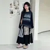 Conjunto de camiseta de manga larga básica y chaleco para niñas de otoño, ropa para niños, conjunto de tres piezas de chaleco, camiseta básica y falda para niñas