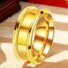 Anillo de Acero Inoxidable de 8 mm para Hombre Transfronterizo Sin Color Doble Ranura Biselada Barra de Acero de Titanio Anillo para el Dedo Anillo para el Dedo de Comida Joyería Popular
