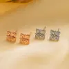 Pendientes de Plata de Ley 925 con Aguja Cruzada para Mujer 2025 Nuevo Estilo Caliente Pendientes Sencillos Brillantes de Luz de Estrella