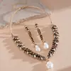 Collar de Perlas con Hojas y Espigas de Trigo Incrustadas de Diamantes Vintage Europeo y Americano, Estilo de Nicho, Artesanía Exquisita, Cadena para Clavícula, Accesorio de Estilo Medieval de Corte