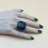 Anel de Resina Quadrado Octogonal Diamante Estilo Ins Novo Retro Colorido Simples Criativo Anel Doce