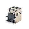 Conector Dual USB de Pie Doblado a 90 Grados, Borde Enrollado, Boca Plana, Negro Arriba y Azul Abajo, Socket Hembra USB2.0+USB3.0 de Doble Capa