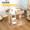 Estrutura de escalada e cama para gatos em um, sisal, pequeno, com pés baixos, suporte universal para gatos, economiza espaço, tapete refrescante para quatro estações, brinquedo arranhador para gatos