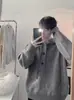 Sudadera Directa de Fábrica Gris Estilo Casual Perezoso Color Sólido Uso Diario Viaje Botones Calle Cordón